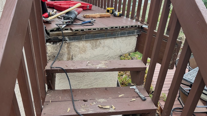 Wood rot repair project in progress